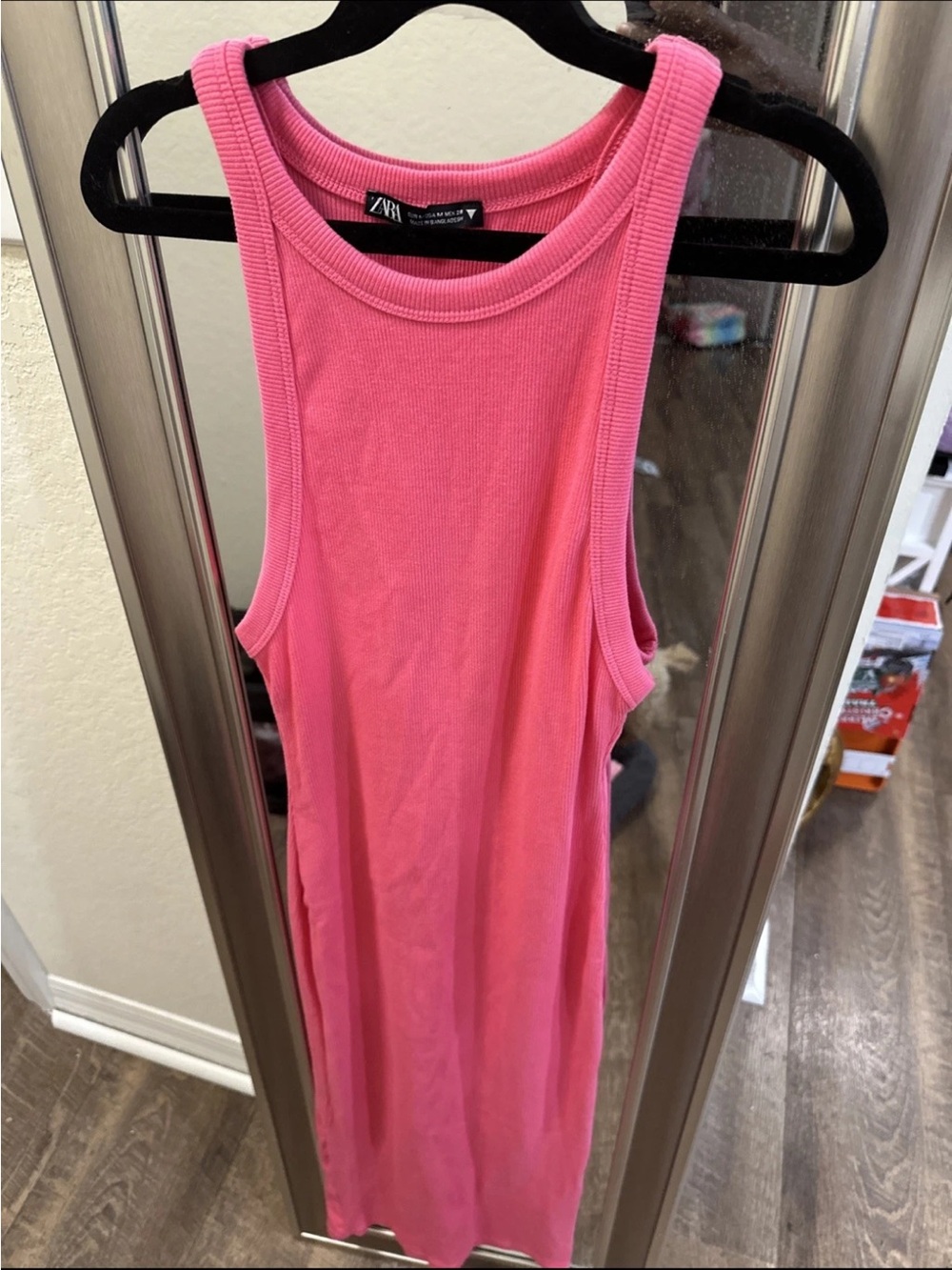 Zara Bubblegum Pink Ribbed Tank Top dress - size medium